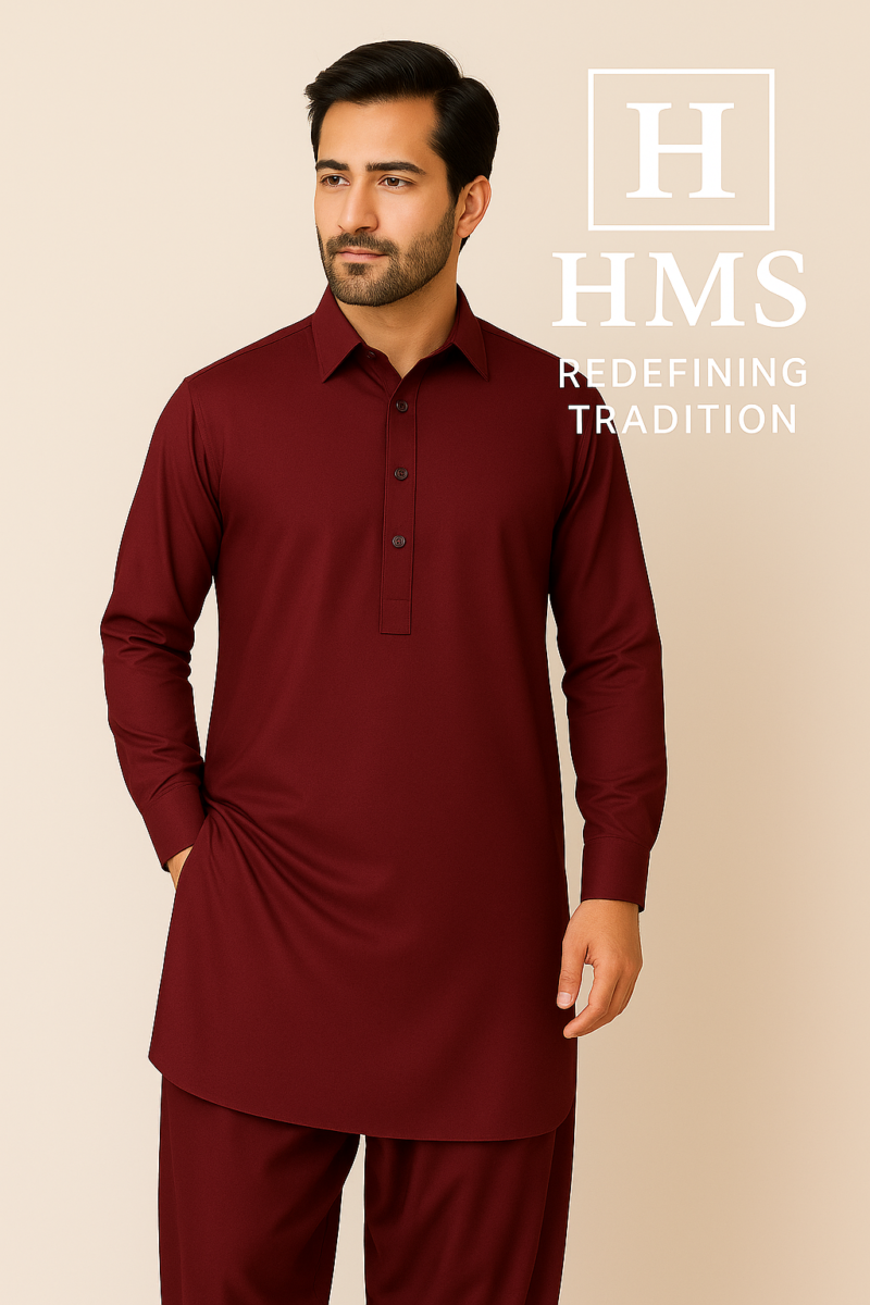 Maroon Men Wash n Wear